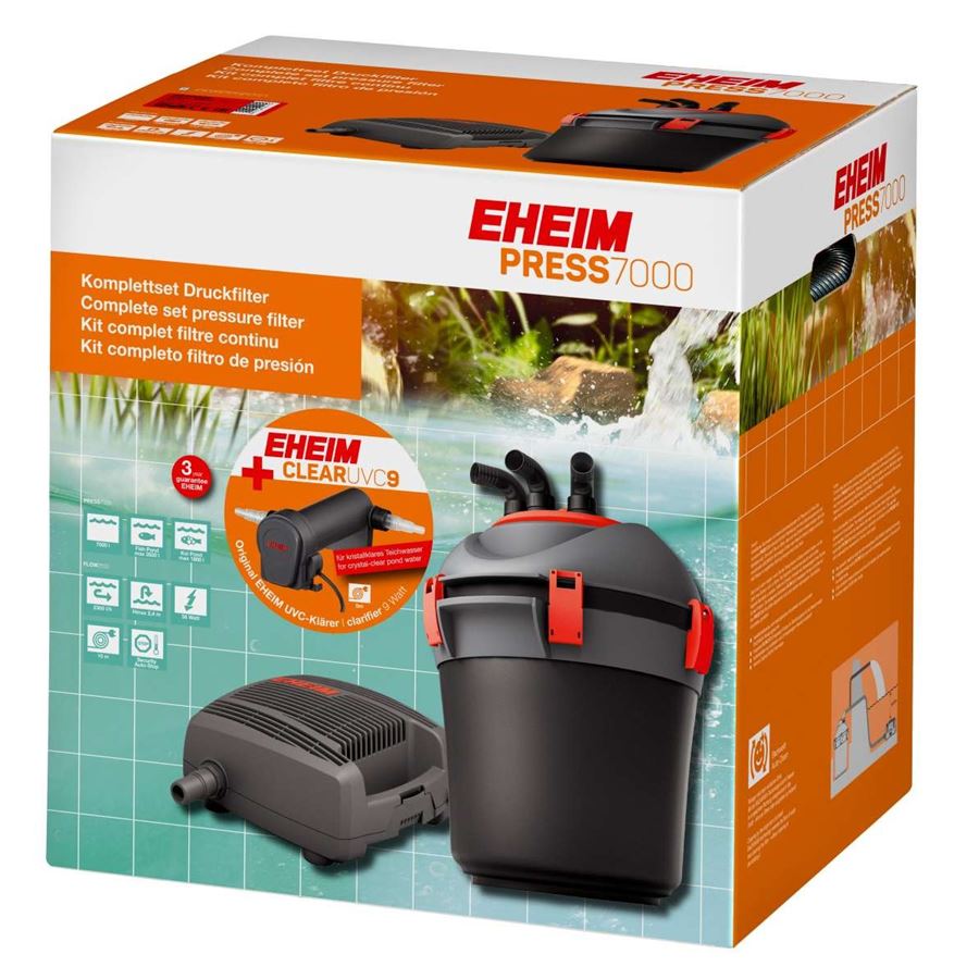Eheim PRESS 7000 vnější jezírkový tlakový filtr s UV lampou včetně filtračních náplní