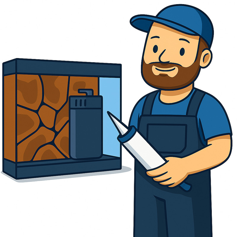 Montáž akvarijního pozadí včetně filtru