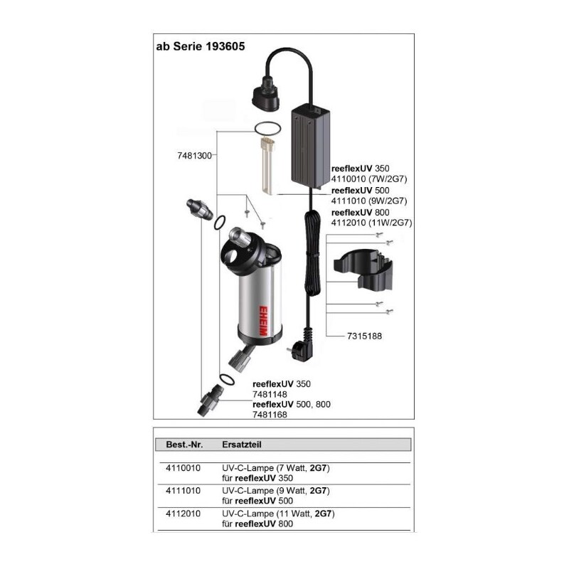EHEIM zářič pro UV sterilizátor reeflex UV 800 (model 4 konektory) (4112010)