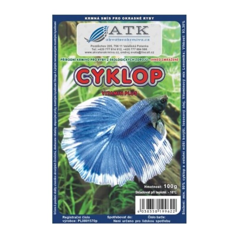 Mražené krmivo Cyklop 100g - BLISTR