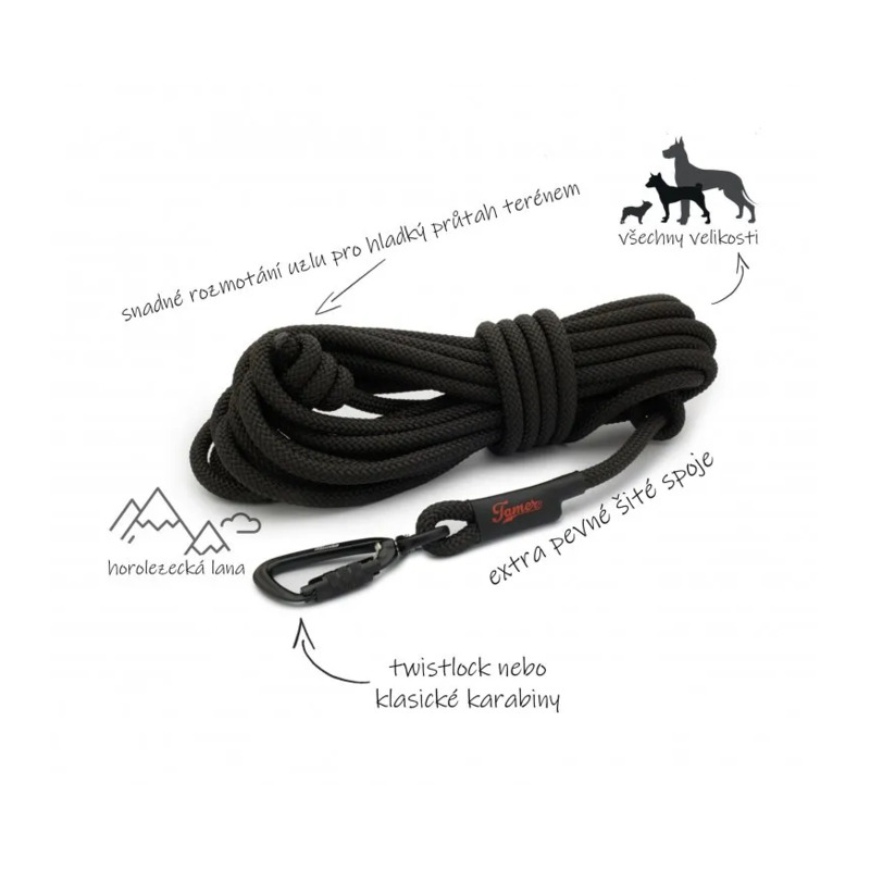 Tamer lanové vodítko Stopovačka Twist - mix barev, 10 m