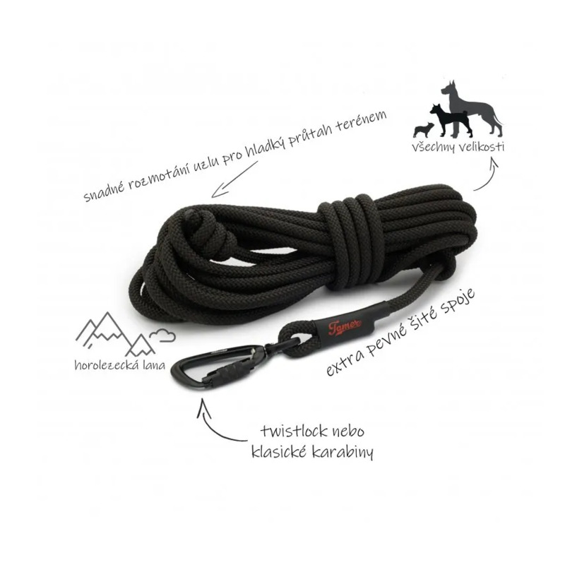 Tamer lanové vodítko Stopovačka Twist - Mini, mix barev, 10 m - zelené, žluté