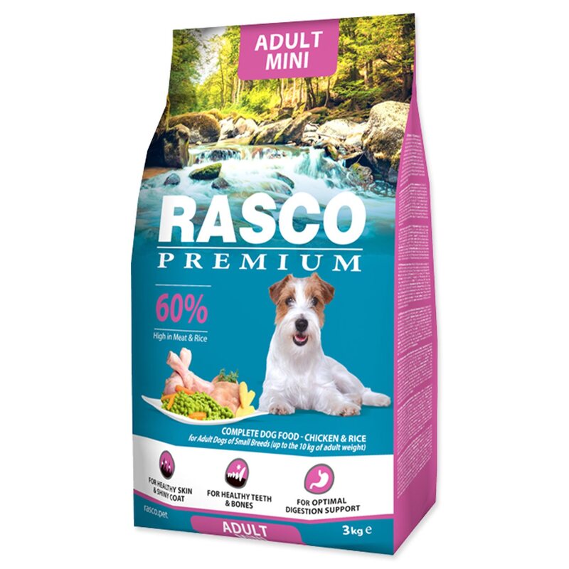Rasco Premium Adult Mini kuře s rýží 3 kg