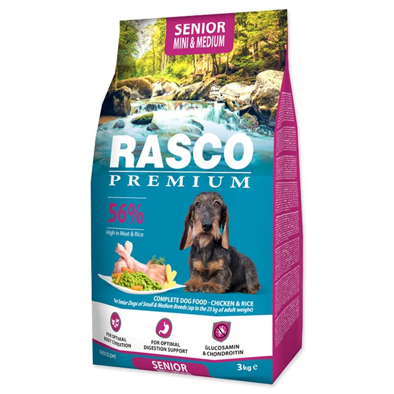 Rasco Premium Senior Mini & Medium kuře s rýží 3 kg