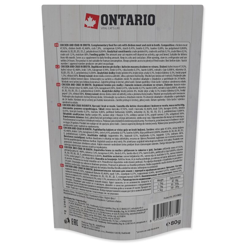 Ontario Cat Chicken and Crab in Broth 80 g