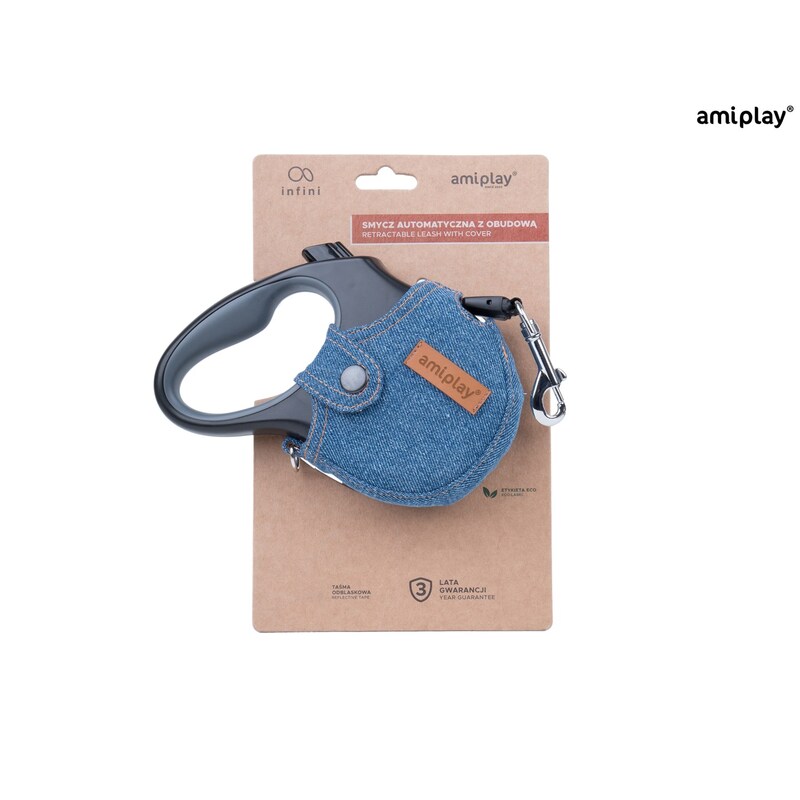 Amiplay Vodítko Infini s Denim M 5m - 15 kg modrá
