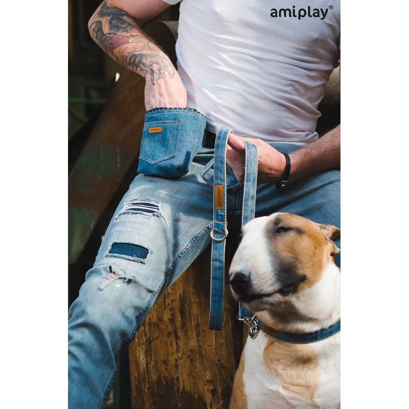 Amiplay Tastička na pamlsky Denim 10 x 7 x 14 cm Modrá
