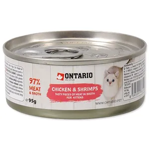 Ontario Kitten kuřecí kousky s krevetami 95 g Ontario Kitten kuřecí kousky s krevetami 95 g