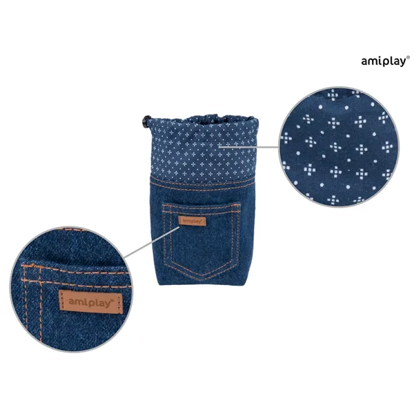 Amiplay Tastička na pamlsky Denim 10 x 7 x 14 cm Námořní