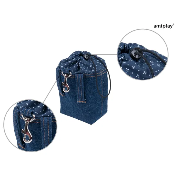 Amiplay Tastička na pamlsky Denim 10 x 7 x 14 cm Námořní