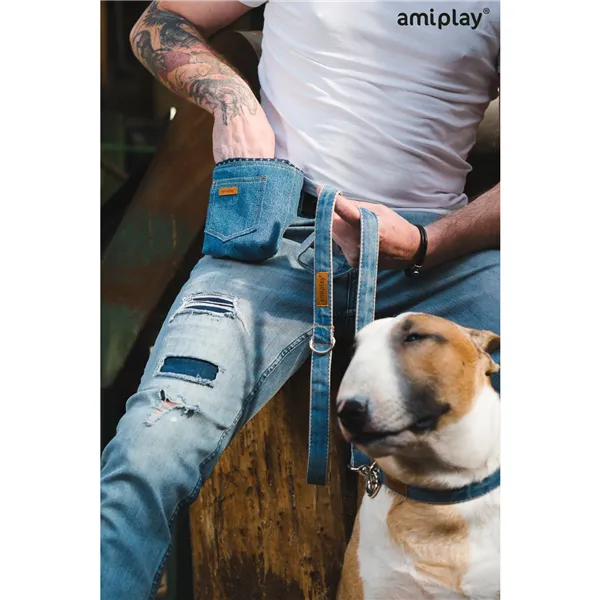 Amiplay Tastička na pamlsky Denim 10 x 7 x 14 cm Námořní
