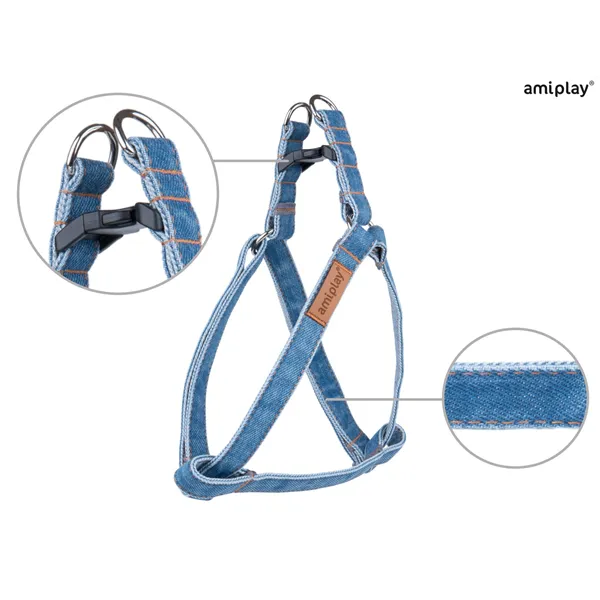 Amiplay Postroj Denim XL 50-95x 2,5 cm - modrá