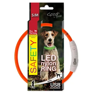 Dog Fantasy LED Obojek nylon oranžový 45 cm Dog Fantasy LED Obojek nylon oranžový 45 cm