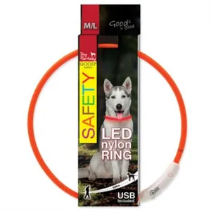 Dog Fantasy LED Obojek nylon oranžový 65 cm Dog Fantasy LED Obojek nylon oranžový 65 cm