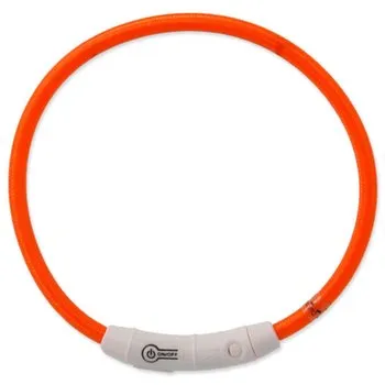 Dog Fantasy LED Obojek nylon oranžový 65 cm